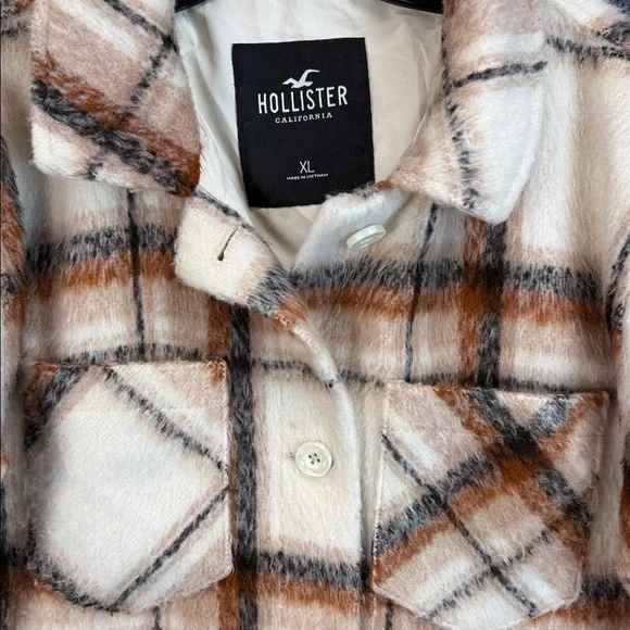 Hollister Plaid Lined Jacket in Soft Colors XL - Picture 3 of 16